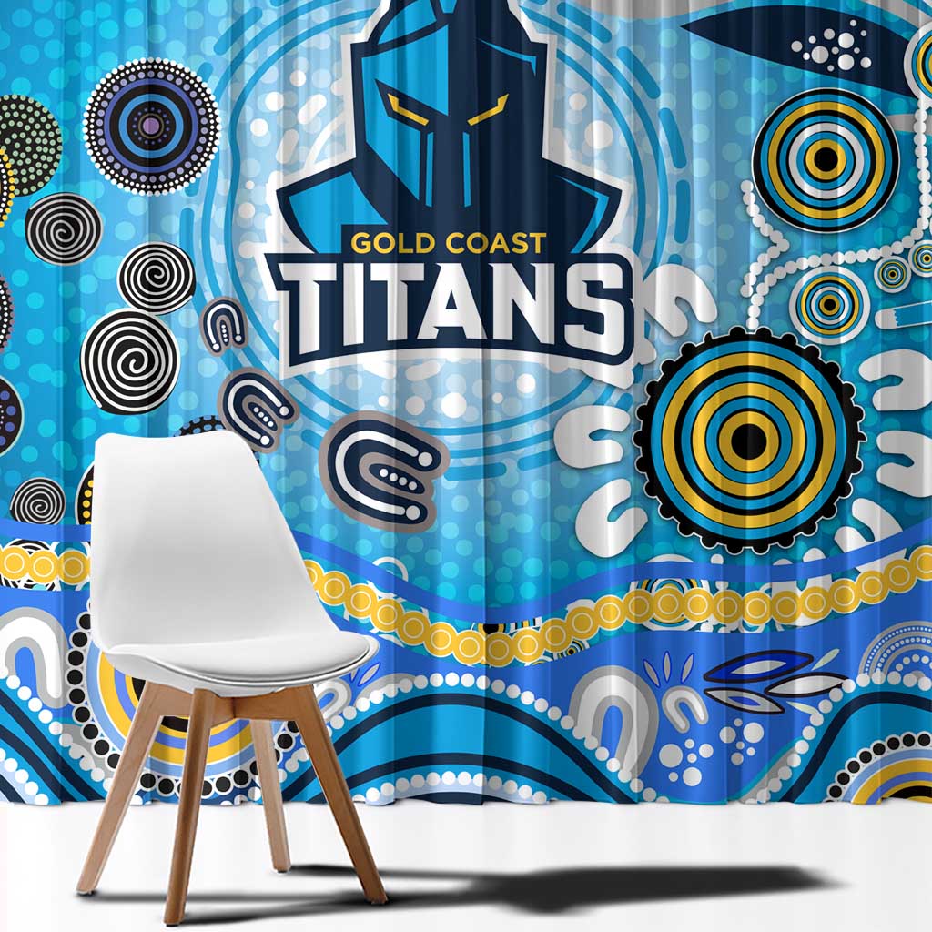 Gold Coast Titans Rugby Window Curtain Australian Aboriginal Dot Painting Style