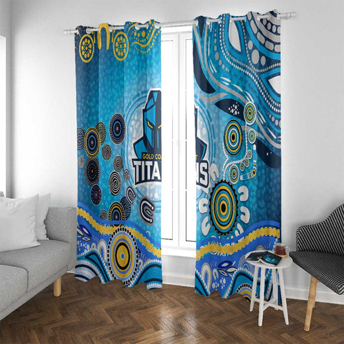 Gold Coast Titans Rugby Window Curtain Australian Aboriginal Dot Painting Style