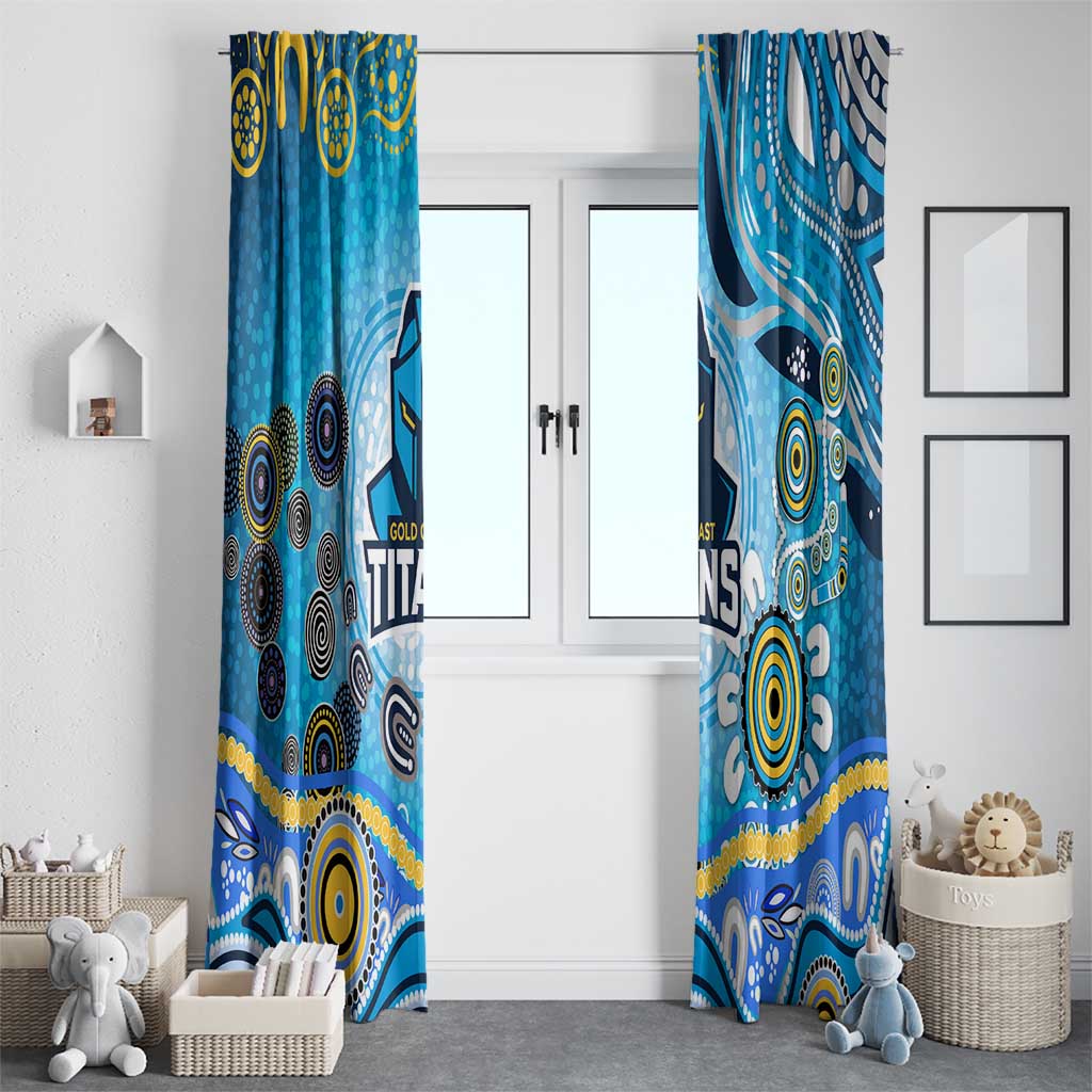 Gold Coast Titans Rugby Window Curtain Australian Aboriginal Dot Painting Style