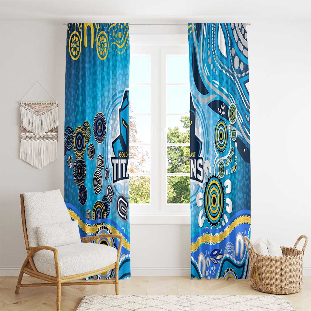 Gold Coast Titans Rugby Window Curtain Australian Aboriginal Dot Painting Style