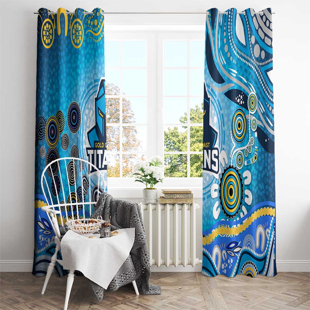 Gold Coast Titans Rugby Window Curtain Australian Aboriginal Dot Painting Style
