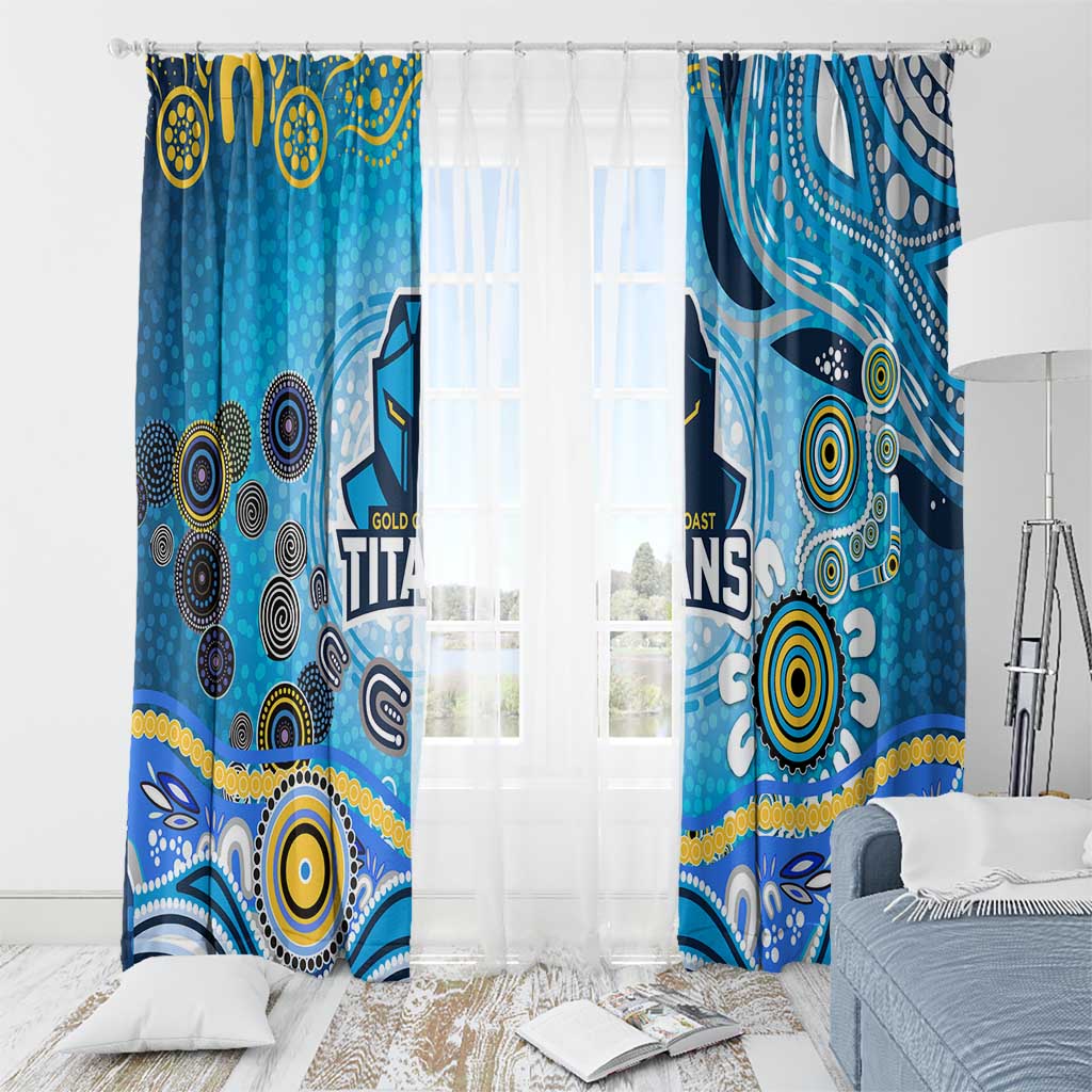 Gold Coast Titans Rugby Window Curtain Australian Aboriginal Dot Painting Style