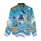 Gold Coast Titans Rugby Women Casual Shirt Australian Aboriginal Dot Painting Style