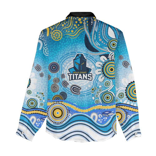 Gold Coast Titans Rugby Women Casual Shirt Australian Aboriginal Dot Painting Style