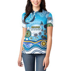 Gold Coast Titans Rugby Women Polo Shirt Australian Aboriginal Dot Painting Style