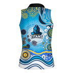 Gold Coast Titans Rugby Women Sleeveless Polo Shirt Australian Aboriginal Dot Painting Style