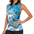 Gold Coast Titans Rugby Women Sleeveless Polo Shirt Australian Aboriginal Dot Painting Style