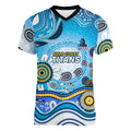 Gold Coast Titans Rugby Women V-Neck T-Shirt Australian Aboriginal Dot Painting Style