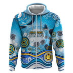Gold Coast Titans Rugby Zip Hoodie Australian Aboriginal Dot Painting Style