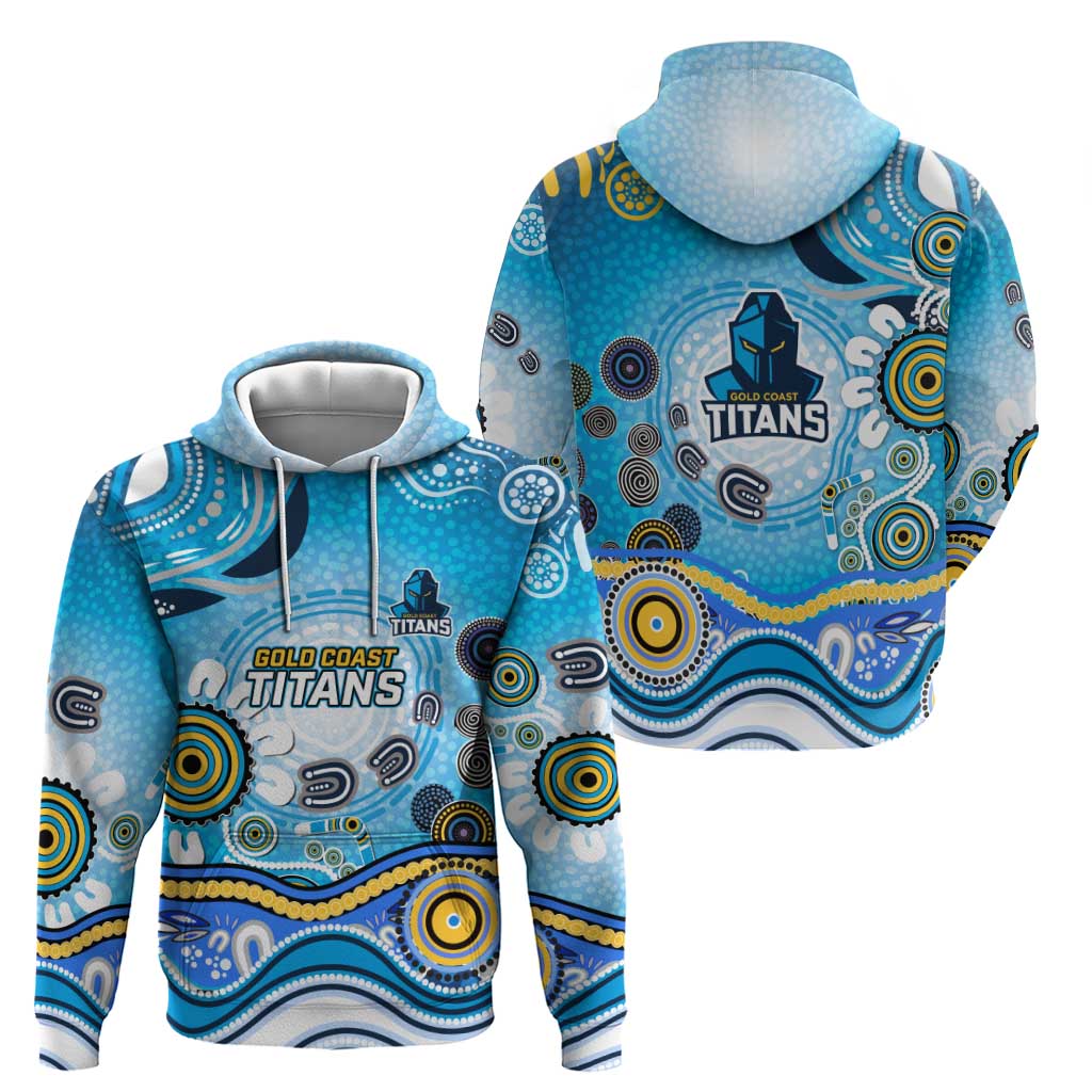 Gold Coast Titans Rugby Zip Hoodie Australian Aboriginal Dot Painting Style