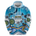 Gold Coast Titans Rugby Zip Hoodie Australian Aboriginal Dot Painting Style