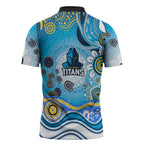 Gold Coast Titans Rugby Zipper Polo Shirt Australian Aboriginal Dot Painting Style