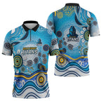 Gold Coast Titans Rugby Zipper Polo Shirt Australian Aboriginal Dot Painting Style
