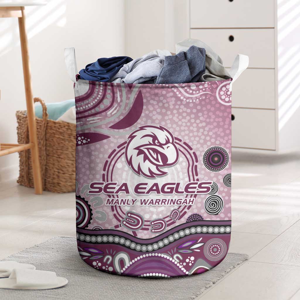 Manly Warringah Sea Eagles Rugby Laundry Basket Australian Aboriginal Dot Painting Style