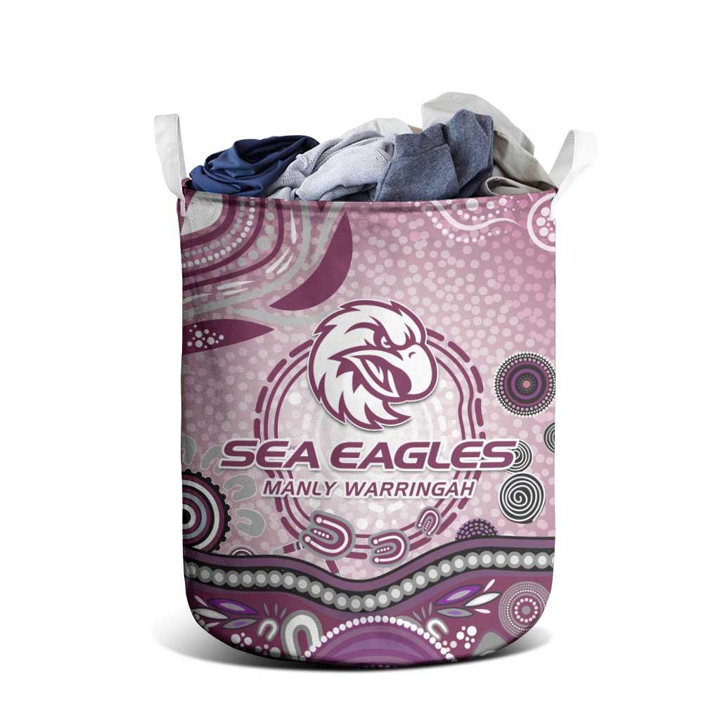 Manly Warringah Sea Eagles Rugby Laundry Basket Australian Aboriginal Dot Painting Style