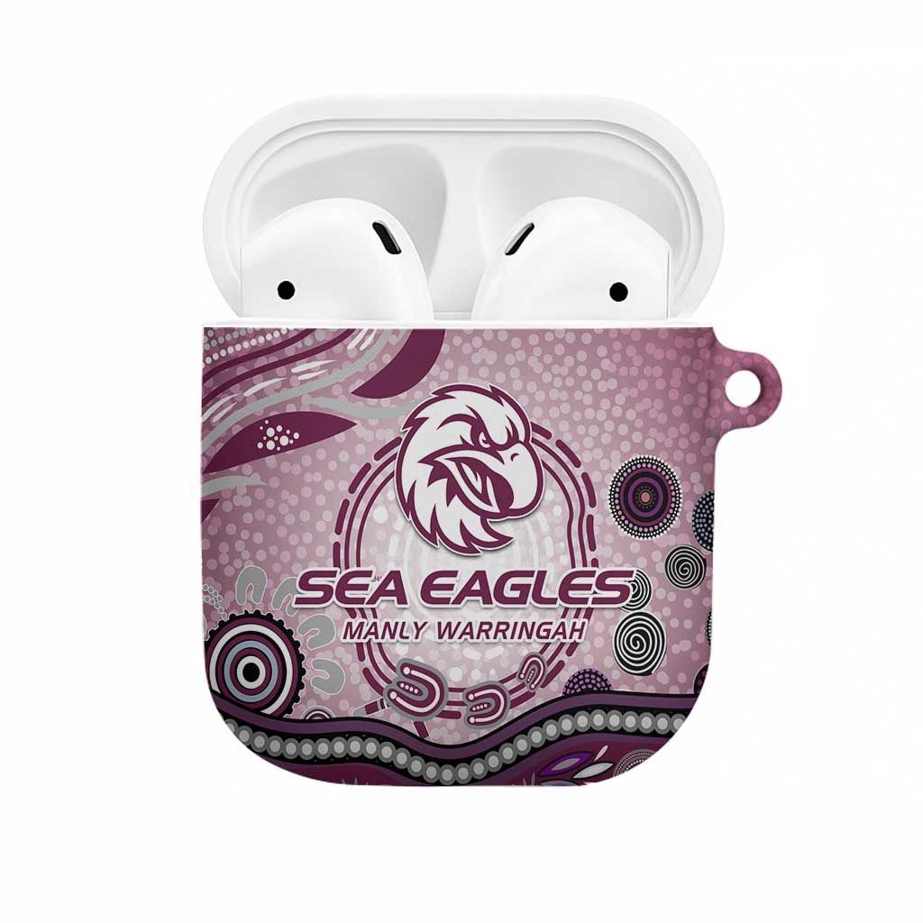 Manly Warringah Sea Eagles Rugby AirPods Case Australian Aboriginal Dot Painting Style