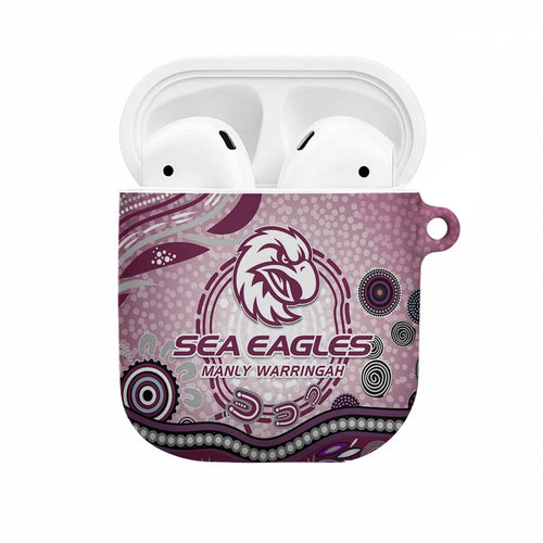 Manly Warringah Sea Eagles Rugby AirPods Case Australian Aboriginal Dot Painting Style