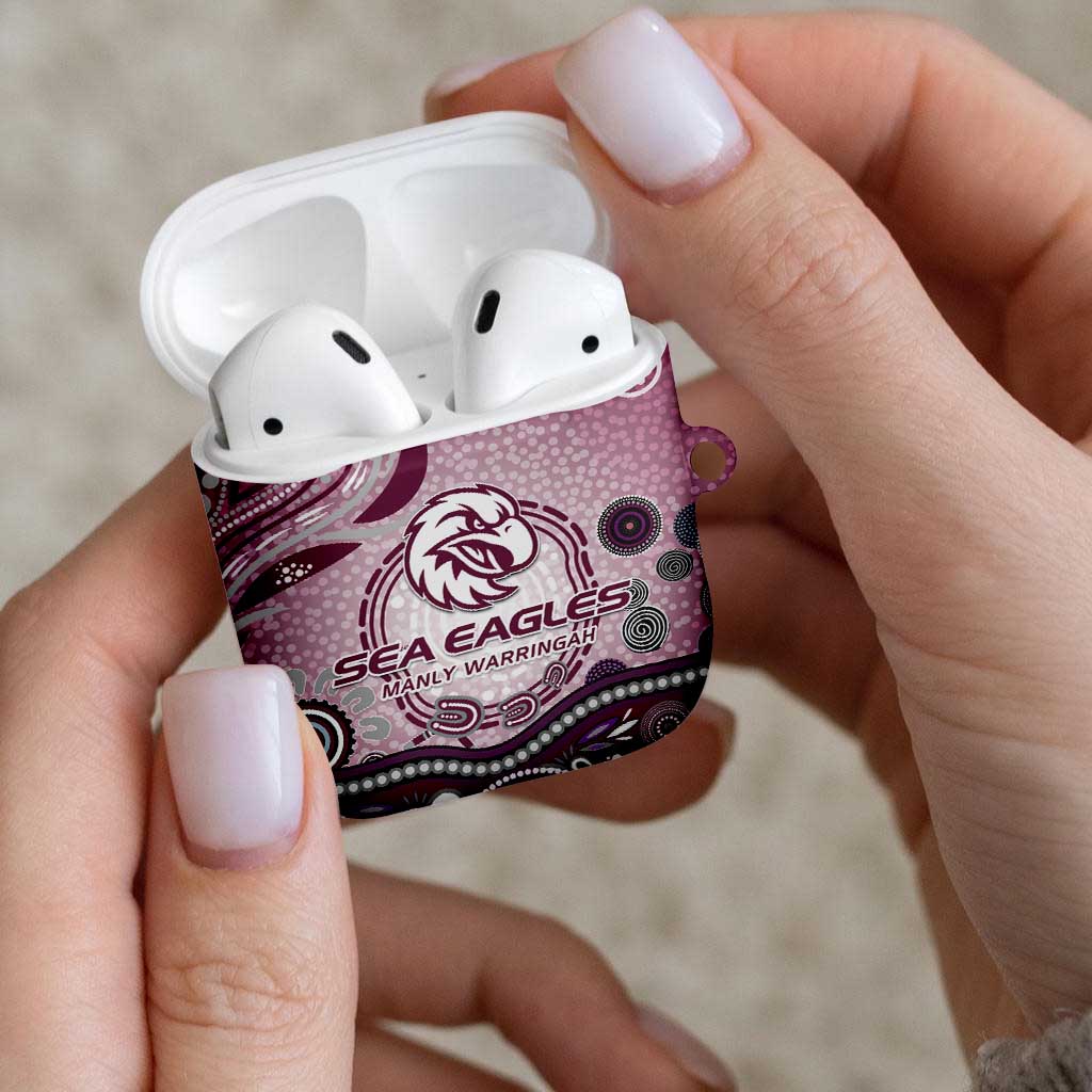 Manly Warringah Sea Eagles Rugby AirPods Case Australian Aboriginal Dot Painting Style