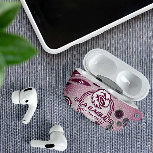 Manly Warringah Sea Eagles Rugby AirPods Case Australian Aboriginal Dot Painting Style
