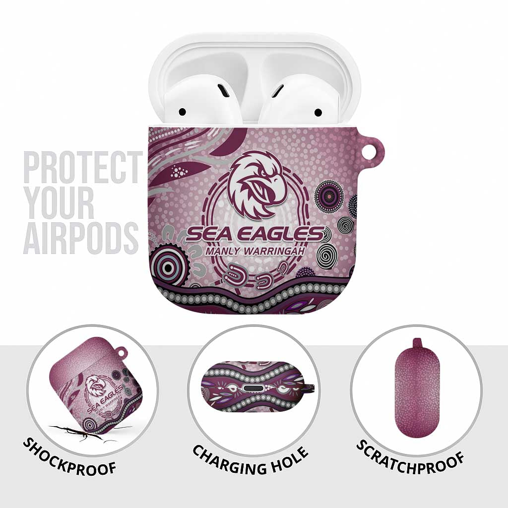 Manly Warringah Sea Eagles Rugby AirPods Case Australian Aboriginal Dot Painting Style