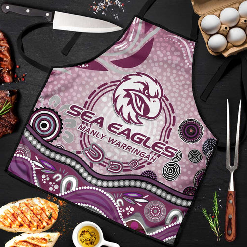 Manly Warringah Sea Eagles Rugby Apron Australian Aboriginal Dot Painting Style