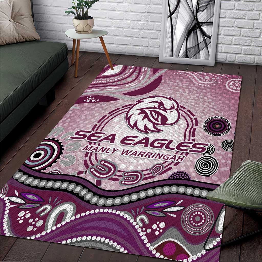 Manly Warringah Sea Eagles Rugby Area Rug Australian Aboriginal Dot Painting Style