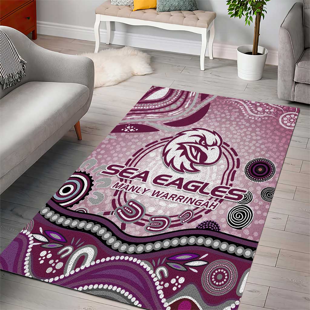 Manly Warringah Sea Eagles Rugby Area Rug Australian Aboriginal Dot Painting Style