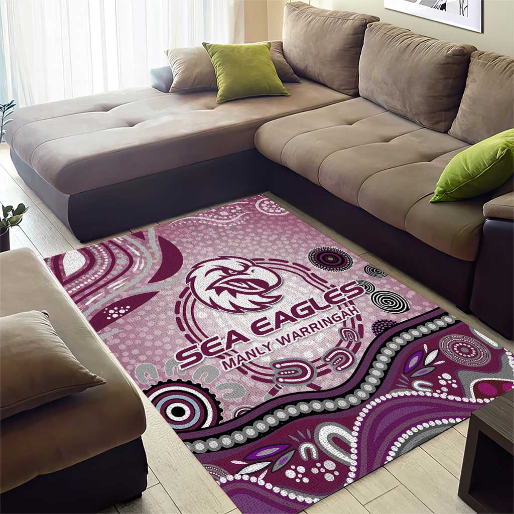 Manly Warringah Sea Eagles Rugby Area Rug Australian Aboriginal Dot Painting Style