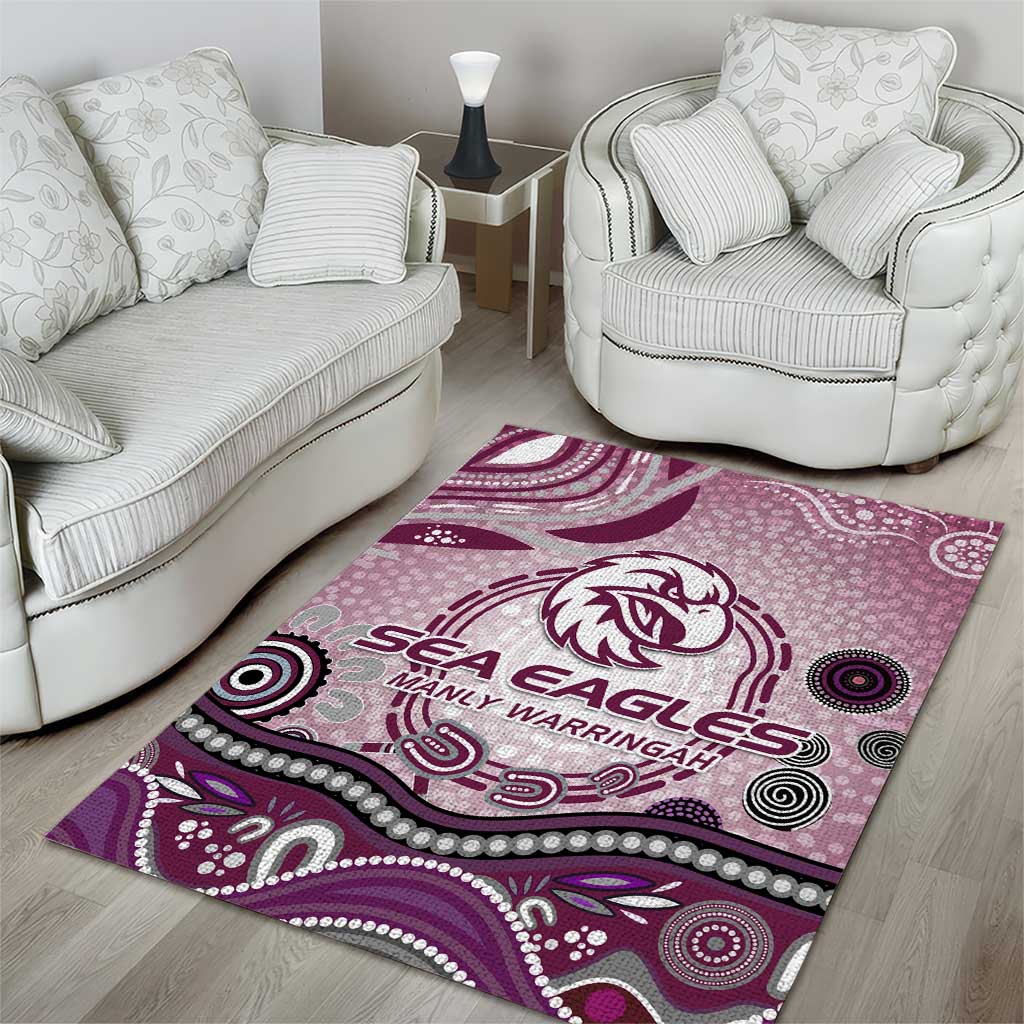 Manly Warringah Sea Eagles Rugby Area Rug Australian Aboriginal Dot Painting Style