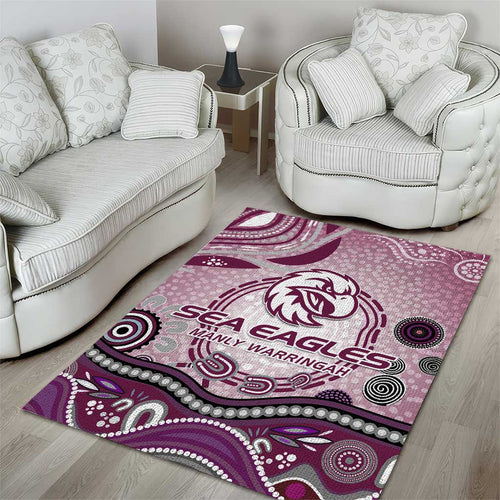 Manly Warringah Sea Eagles Rugby Area Rug Australian Aboriginal Dot Painting Style