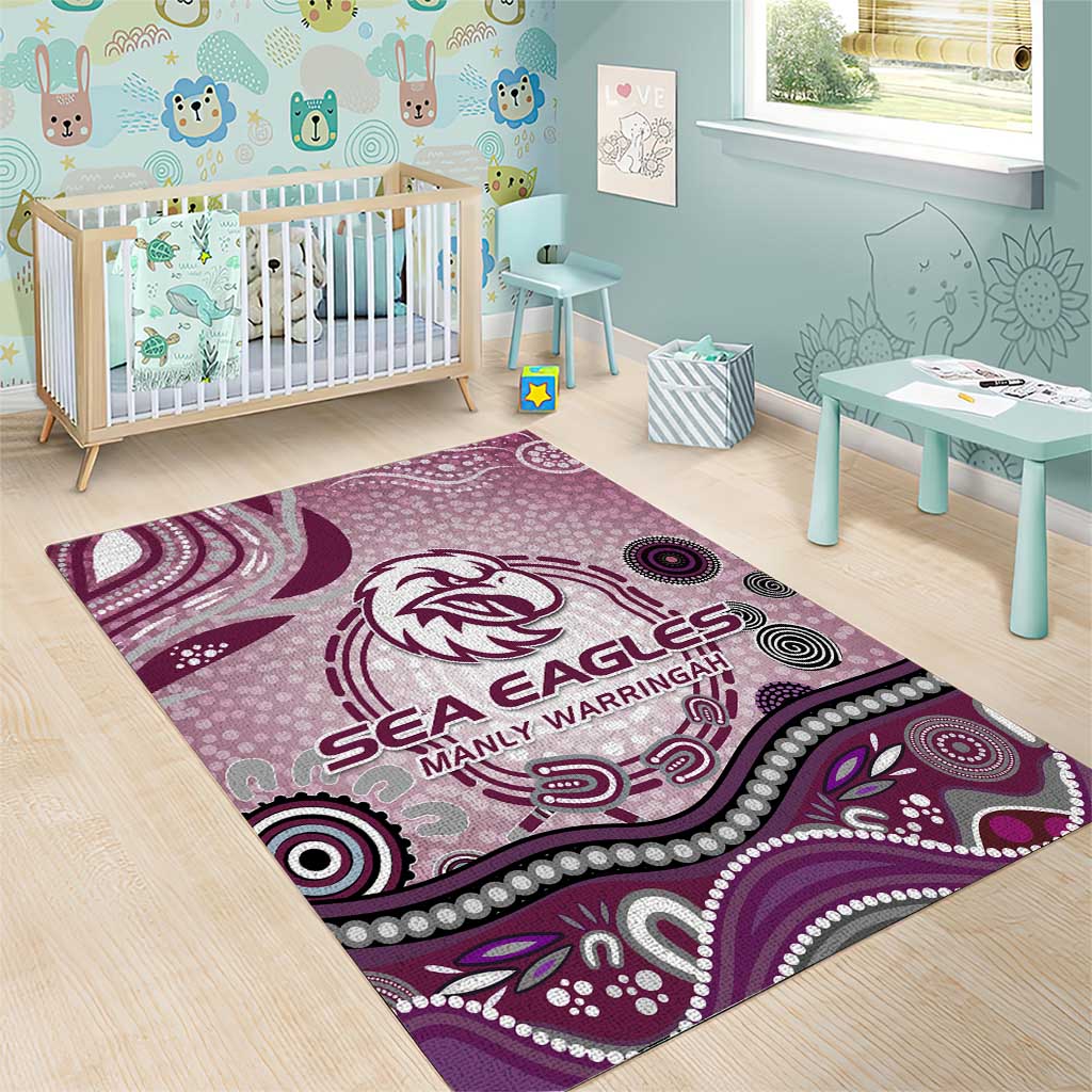 Manly Warringah Sea Eagles Rugby Area Rug Australian Aboriginal Dot Painting Style