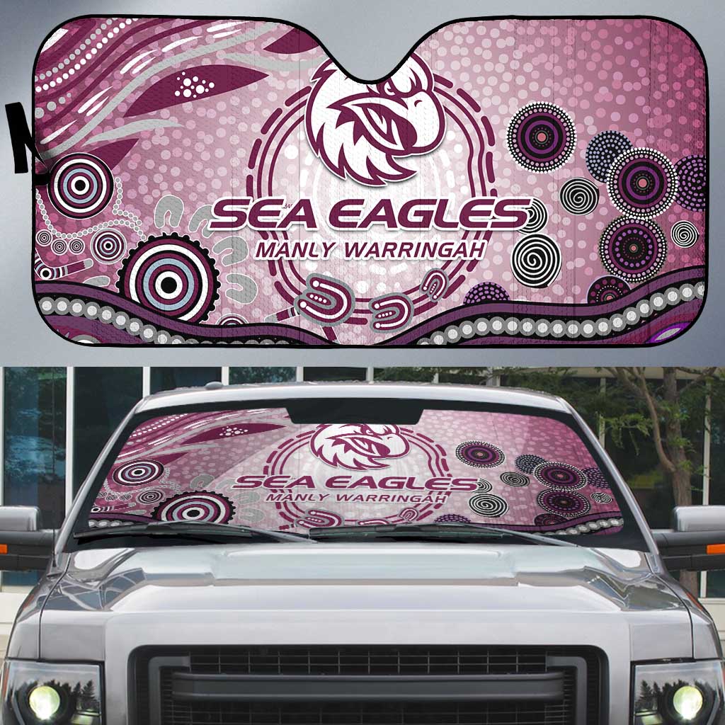 Manly Warringah Sea Eagles Rugby Auto Sun Shade Australian Aboriginal Dot Painting Style