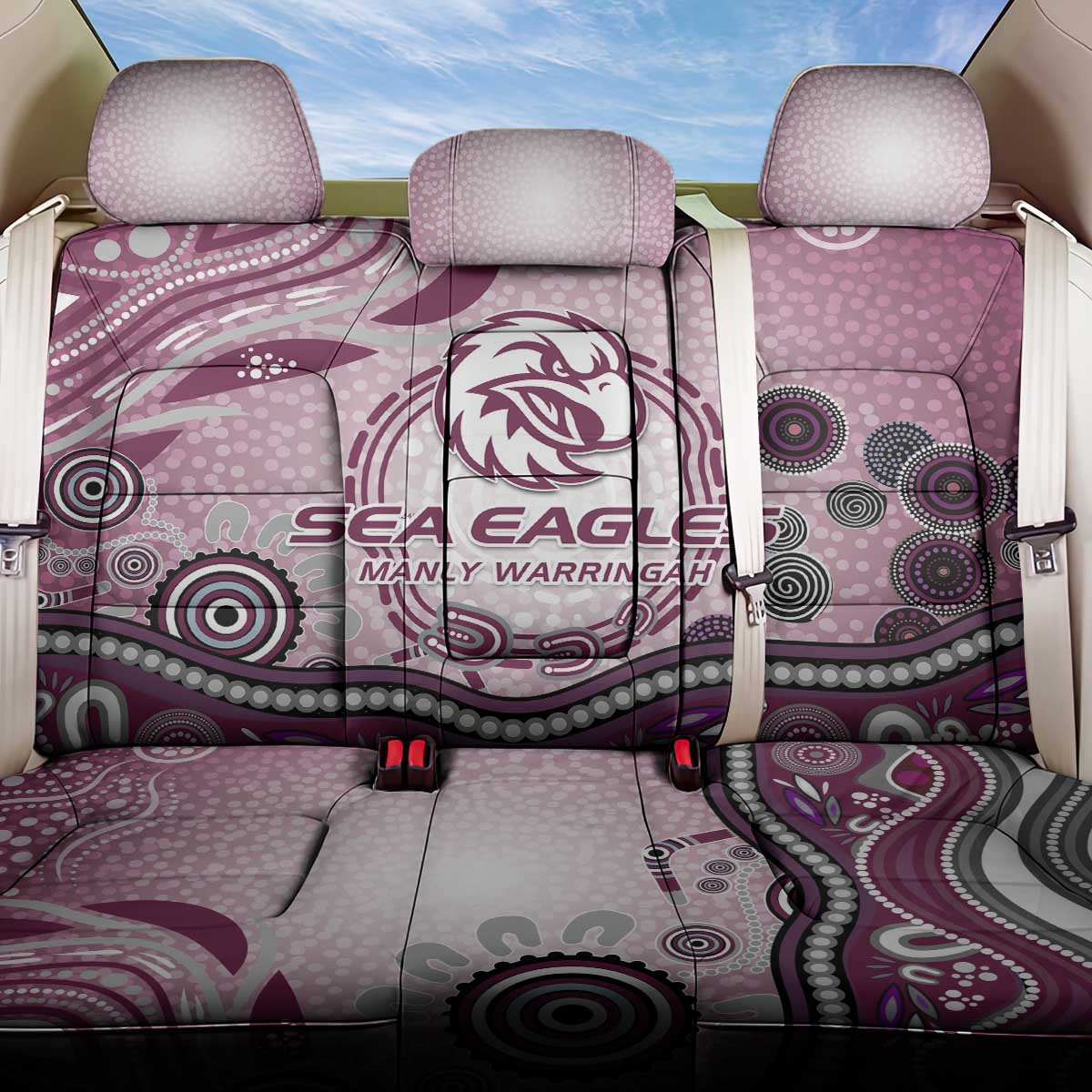 Manly Warringah Sea Eagles Rugby Back Car Seat Cover Australian Aboriginal Dot Painting Style