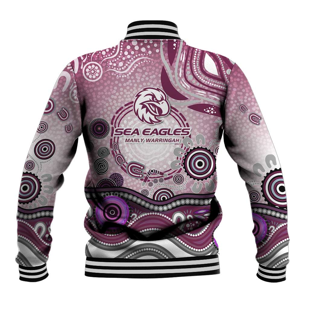 Manly Warringah Sea Eagles Rugby Baseball Jacket Australian Aboriginal Dot Painting Style
