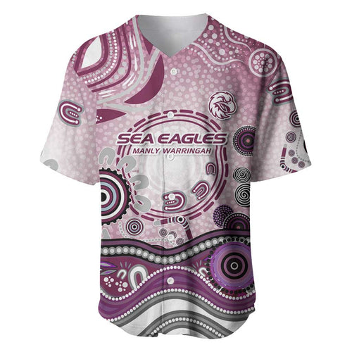 Manly Warringah Sea Eagles Rugby Baseball Jersey Australian Aboriginal Dot Painting Style
