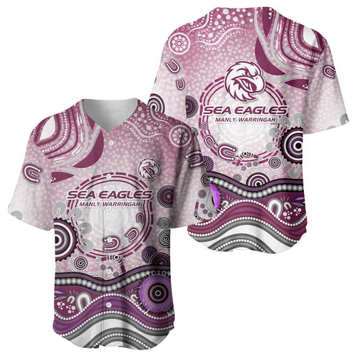 Manly Warringah Sea Eagles Rugby Baseball Jersey Australian Aboriginal Dot Painting Style