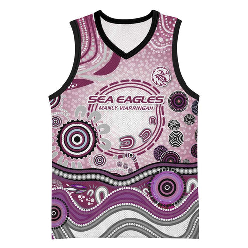 Manly Warringah Sea Eagles Rugby Basketball Jersey Australian Aboriginal Dot Painting Style