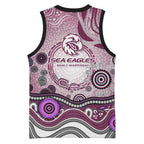Manly Warringah Sea Eagles Rugby Basketball Jersey Australian Aboriginal Dot Painting Style