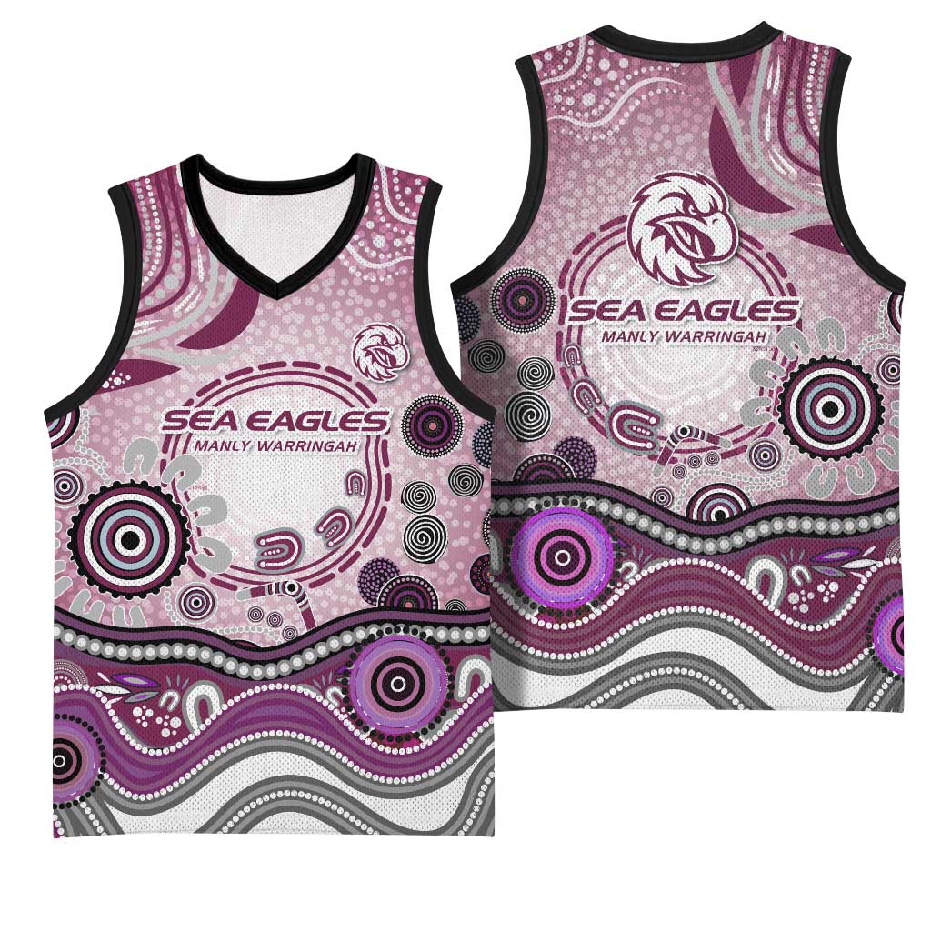 Manly Warringah Sea Eagles Rugby Basketball Jersey Australian Aboriginal Dot Painting Style