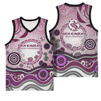 Manly Warringah Sea Eagles Rugby Basketball Jersey Australian Aboriginal Dot Painting Style