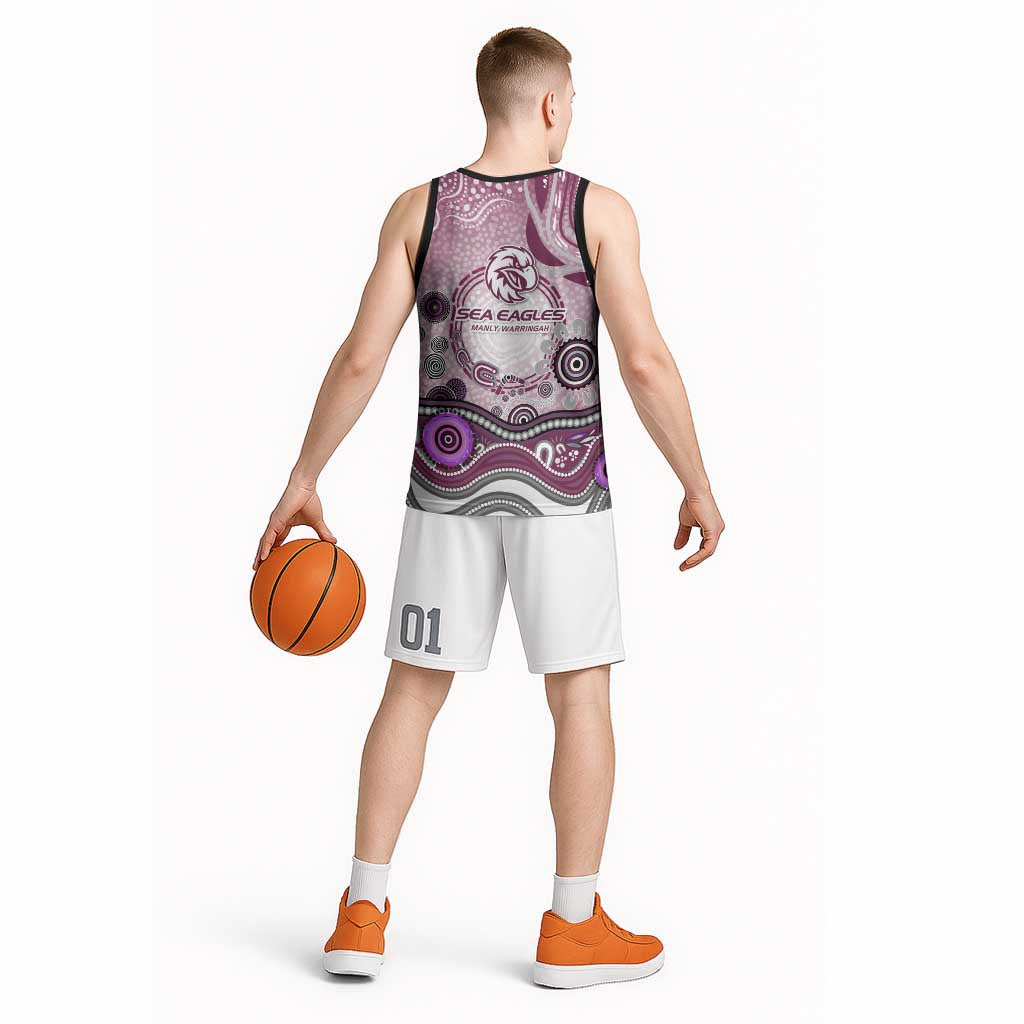 Manly Warringah Sea Eagles Rugby Basketball Jersey Australian Aboriginal Dot Painting Style