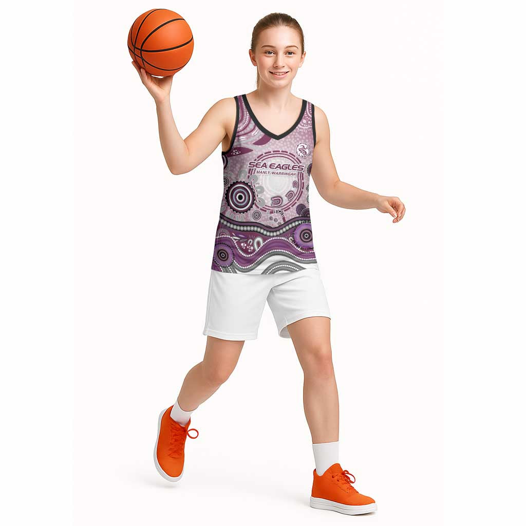 Manly Warringah Sea Eagles Rugby Basketball Jersey Australian Aboriginal Dot Painting Style