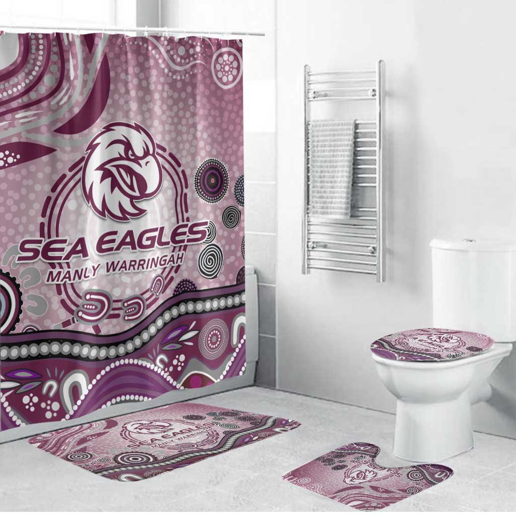 Manly Warringah Sea Eagles Rugby Bathroom Set Australian Aboriginal Dot Painting Style