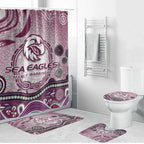 Manly Warringah Sea Eagles Rugby Bathroom Set Australian Aboriginal Dot Painting Style