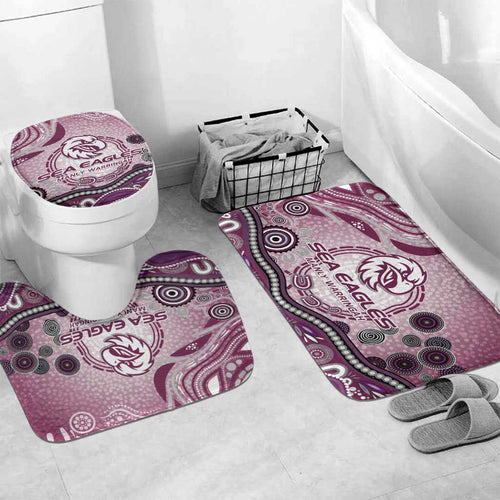 Manly Warringah Sea Eagles Rugby Bathroom Set Australian Aboriginal Dot Painting Style