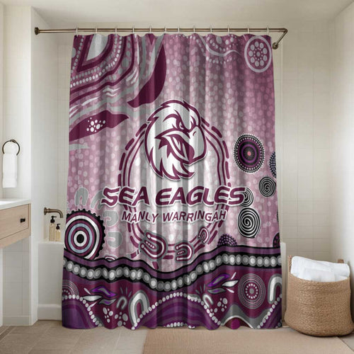 Manly Warringah Sea Eagles Rugby Bathroom Set Australian Aboriginal Dot Painting Style
