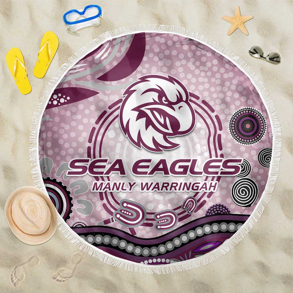Manly Warringah Sea Eagles Rugby Beach Blanket Australian Aboriginal Dot Painting Style