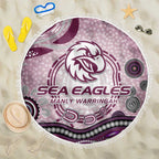 Manly Warringah Sea Eagles Rugby Beach Blanket Australian Aboriginal Dot Painting Style