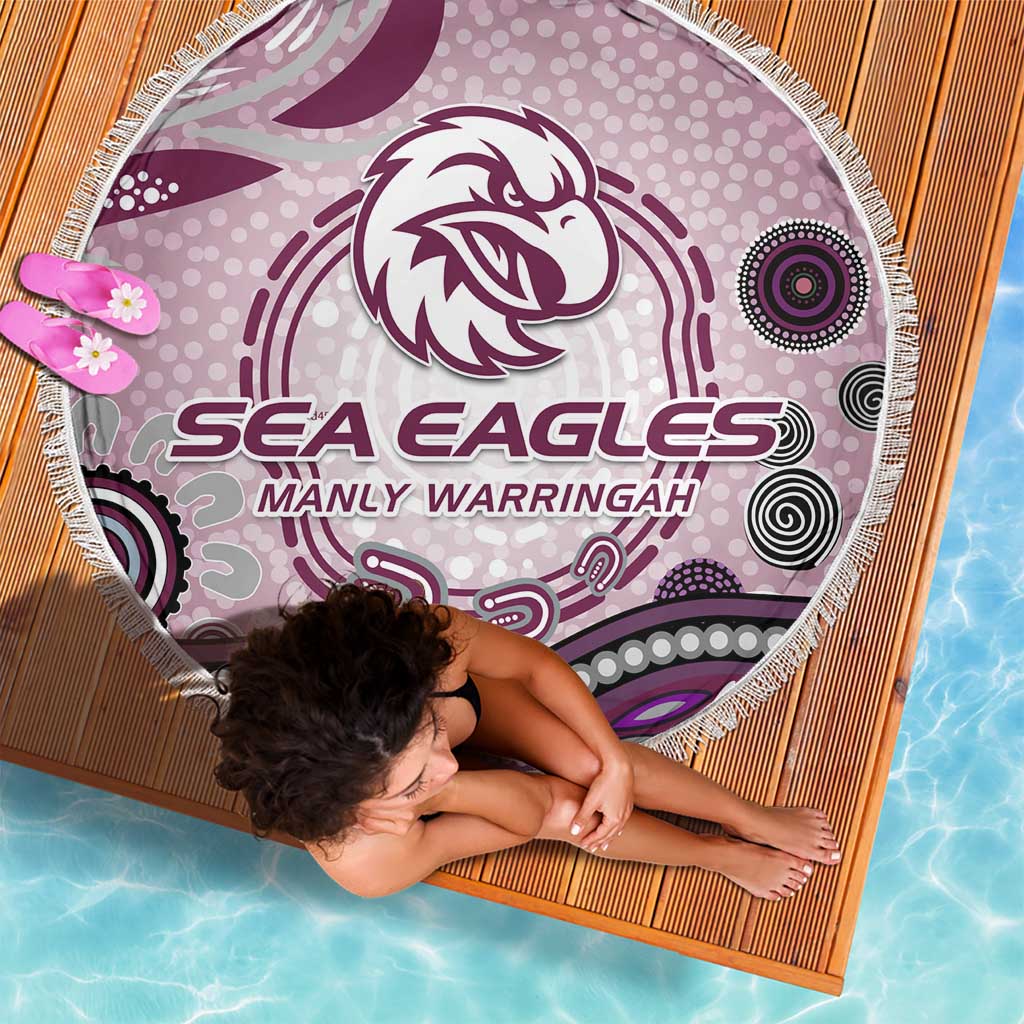 Manly Warringah Sea Eagles Rugby Beach Blanket Australian Aboriginal Dot Painting Style