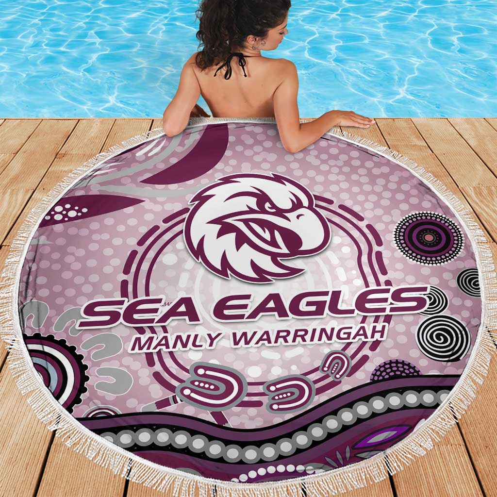 Manly Warringah Sea Eagles Rugby Beach Blanket Australian Aboriginal Dot Painting Style